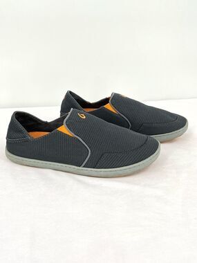 OluKai Nohea Mesh Dark Shadow Slip On Shoes Gray Orange Men’s US 9